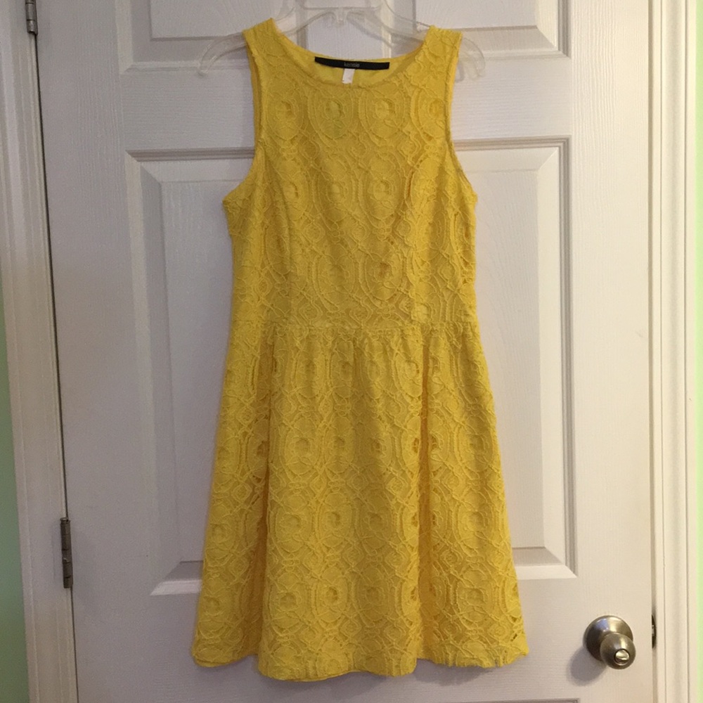 Kensie Yellow Lace Dress